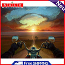 Frameless Oil Paint By Numbers DIY Dusk Motorcycles Picture Craft Kit for Room
