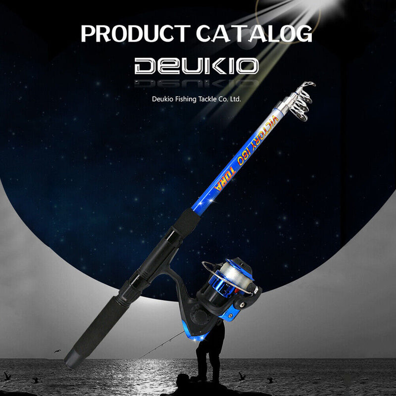 Spinning Fishing Rod Combo Travel Sea Fishing Tackle Pole Kits with Storage Bag