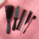 5pcs Scalp Massage Hairbrush Paddle Comb Wide Tooth Comb Set for Hair Detangling
