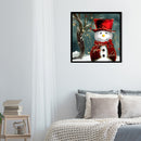 Canvas Painted Oil Paint By Numbers Snowman Red Hat DIY Bedroom Wall Arts Newly