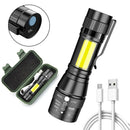 USB Rechargeable XPE COB LED Flashlight 3 Mode Work Light for Outdoor