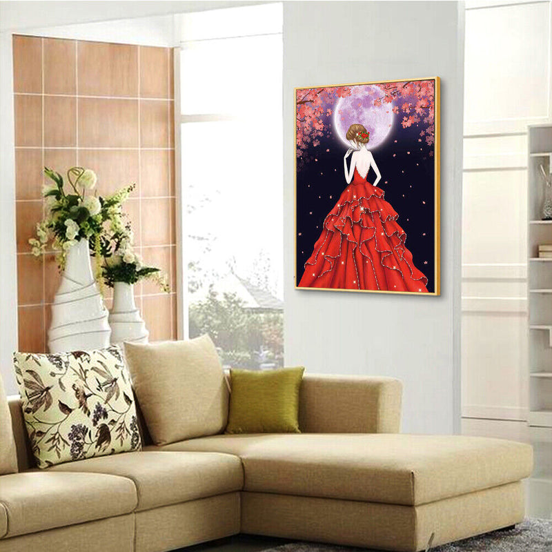 Special Shaped Ornaments Red Dress Girl Mosaic Kit DIY 5D Art Diamond Painting