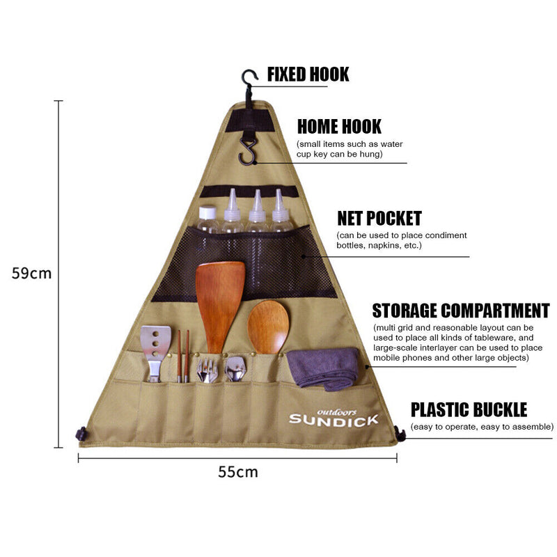 SUNDICK Oxford Cloth Outdoor Camp Picnic Tableware Storage Bag (Triangle L)