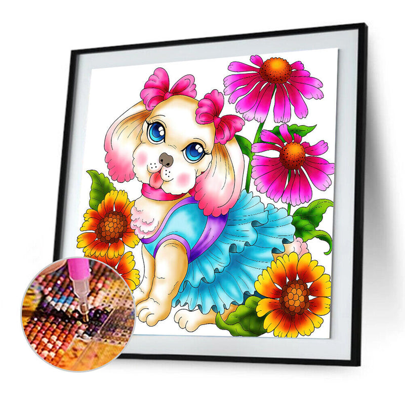 Flower Dog 5D DIY Partial Special Shape Drill Diamond Painting Kits Decor Newly