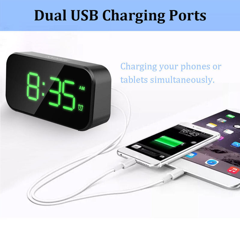 Wake Up Bedside Desktop LED Digital Alarm Clock with Snooze (Black + Green)
