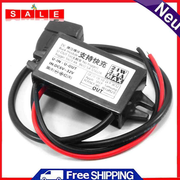 DC-DC Buck Converter Module 6-32V to 24W Fast Charging USB Power Supply Adapter