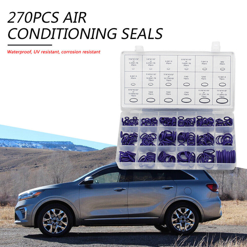 270pcs Assorted Air Conditioning Seal O-ring R22 R134a Rubber Gasket Purple