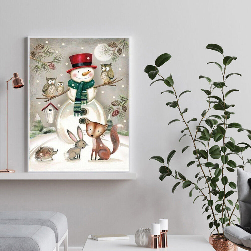 Diamond Painting 5D Full Round Drill Mosaic DIY Snowman and Critter Kit for Wall