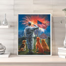 HandPainted Oil Paint Kill Time Picture Colouring Craft Veterans Salute Ban