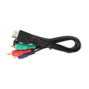 TV Flat Black Adapter VGA Cord HDMI Male To 3 RCA Video Audio AV Cable Adapter