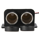12V Dual Cigarette Lighter Socket Outlet with Wires for Car Motorcycle Scooter