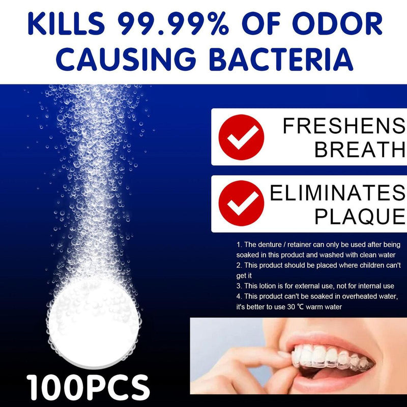 Denture Cleansing Tablets Orthodontic Retainer Mouth Guard Brace Sterilizing_