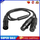 50cm 3 Pin XLR Male to Dual Female Y Splitter Adapter Cable Converter Black
