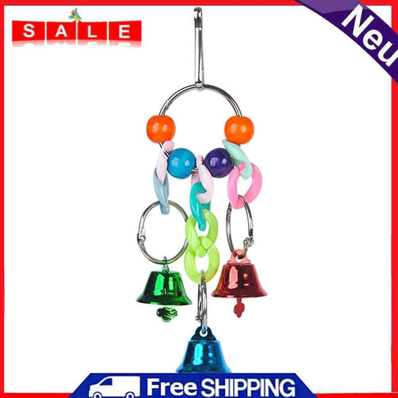 Hanging Cage Bell Bird Parrot Swing Standing Training Colorful Bell Accessories