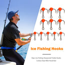 10pcs Ice Fishing Sharpened Treble Hooks Carbon Steel Mini Hook Red (10) Newly