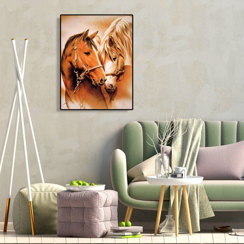 Painting By Numbers DIY Loving Horses Hand Painted Canvas Oil Art Picture Kit
