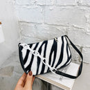 Plush Handbags Female Zebra Print Shoulder Underarm Bag Chain Purses (3)