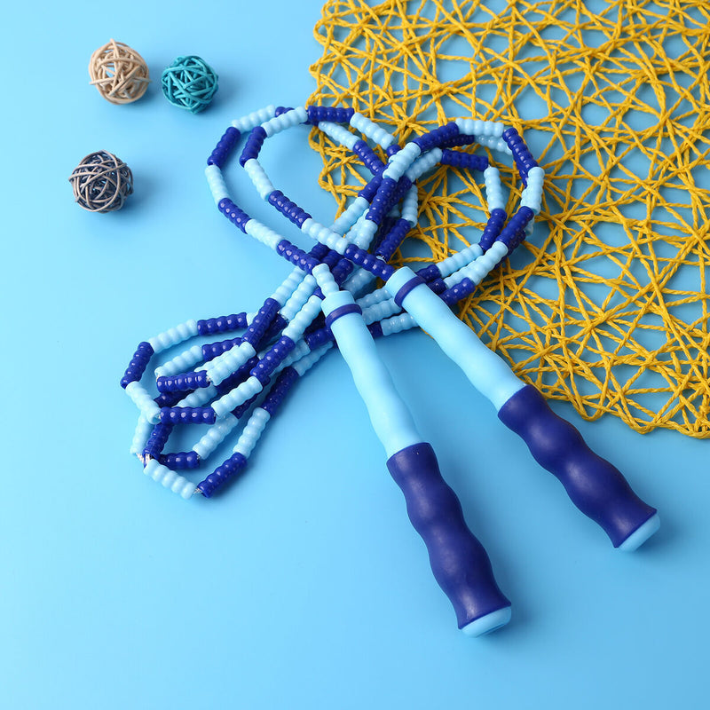 Skipping Rope Professional Rope Skipping Soft Beads Unknotted Rope (Blue) Newly