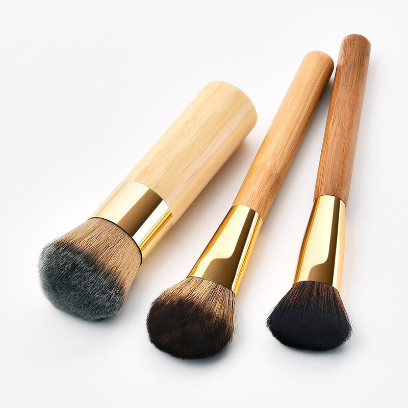 3pcs Bamboo Handle Soft Hair Foundation Loose Powder Blush Makeup Brushes-239058