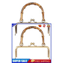 Metal Purse Frame Kiss Clasp Lock Bamboo Square Handle for DIY Bag Making
