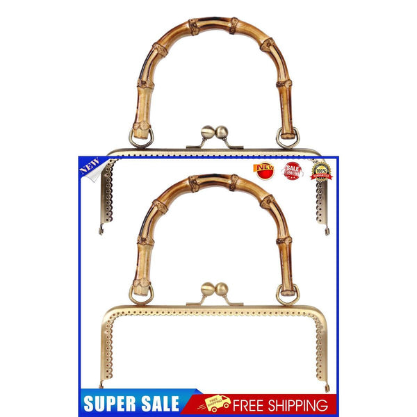 Metal Purse Frame Kiss Clasp Lock Bamboo Square Handle for DIY Bag Making