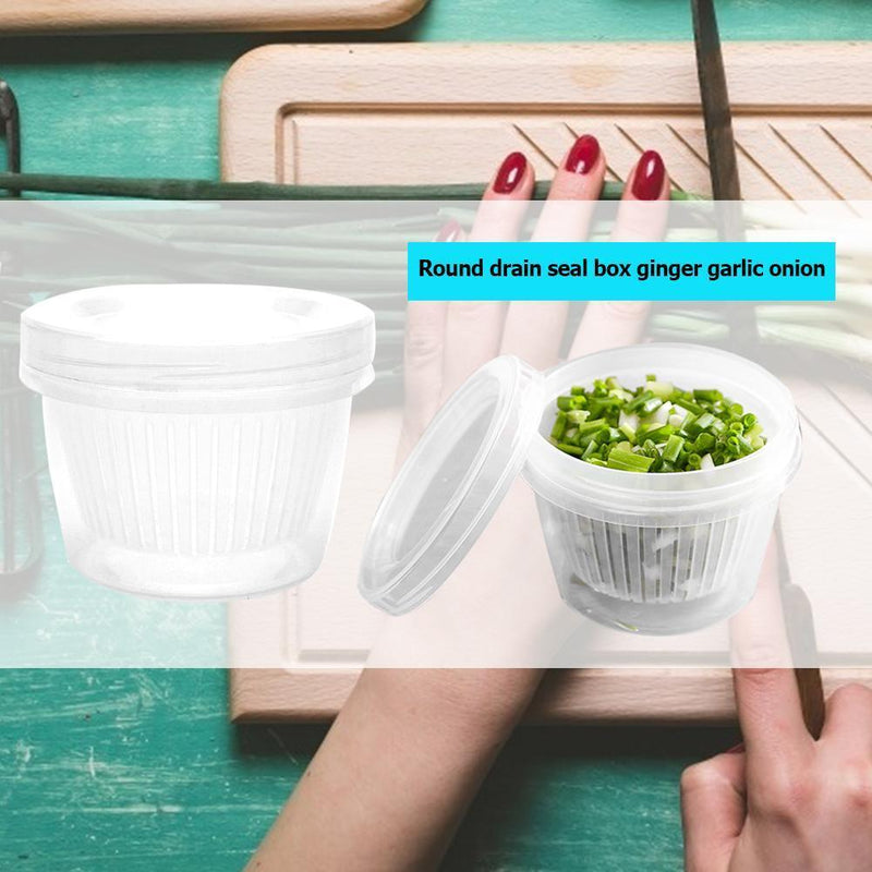 Ginger Garlic Sealed Box Round Food Drain Storage Screw Cover Kitchen Organizer