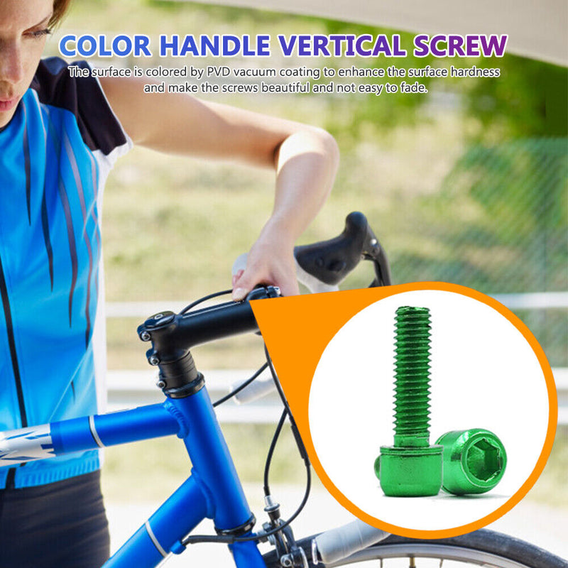 6pcs Mountain Bike Stem Bolts Titanium M5x18mm Allen Head Stem Screws w/ Wa