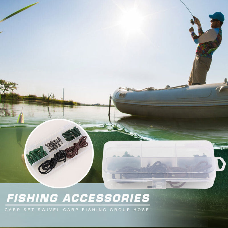 Fishing Gear Carp Fishing Box with Silicone Tube Hook Pins Terminal Tackle Rigs