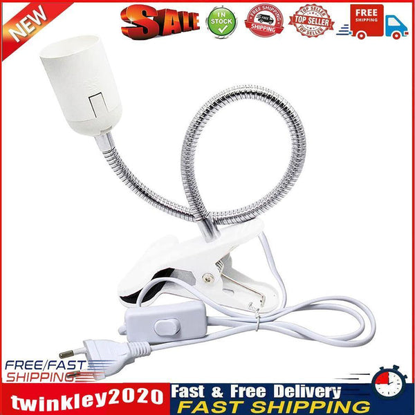 360 Degrees Flexible Lamp Holder E27 Base Light Socket Gooseneck Clip (2) Newly