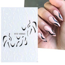 Nail Art Stickers Decals Black White Wavy Swirls Manure Abstract HOT Lines C2O2