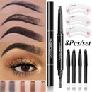 5 Colors Refill Lead Brow Tattoo Pen 3 Pcs Eyebrow Stencils Automatic Rotate