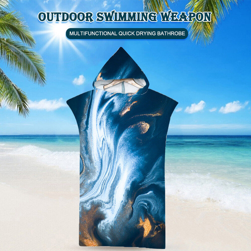 Hooded Cloak Beach Towel Printed Swimming Bath Towel Microfiber Bathing Bathr