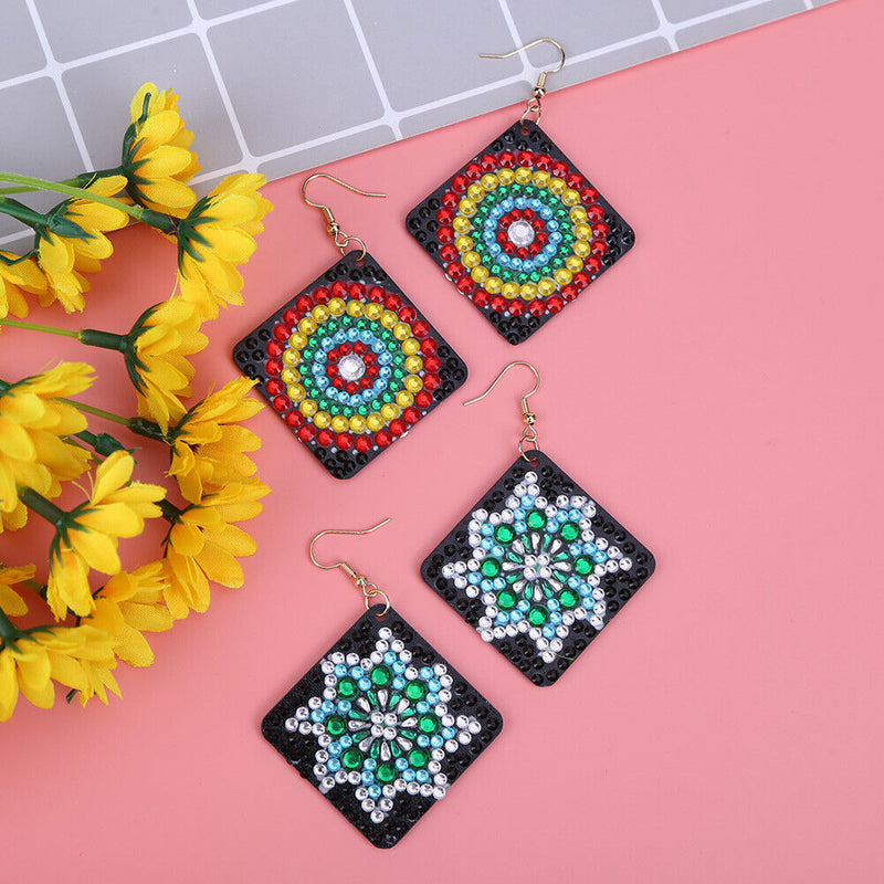 5D DIY Diamond Painting Earrings Double-sided Square Drop Earrings (RZ009) Newly