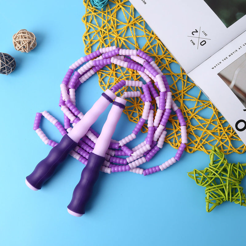 Skipping Rope Professional Rope Skipping Soft Beads Unknotted (Purple) Newly