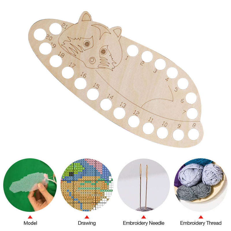 Wooden Carved Thread Organizer Board Plate Row Line Coils Embroidery Accessories