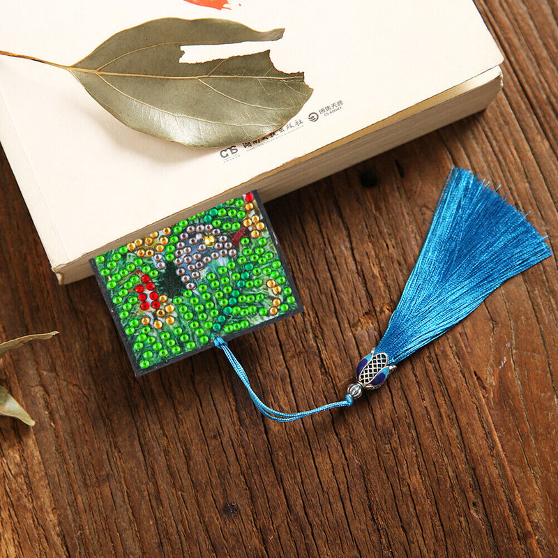 DIY Special Shaped Rhinestone Diamond Painting Leather Bookmark Tassel Page Mark