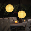 8 inch LED Round Solar Lantern Waterproof Pendant for Garden Decor (White) Newly