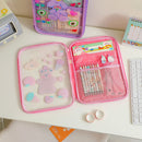 11 inch Cartoon Tablet Protective Pouch Clear Case Cute Laptop Cover (Pink)