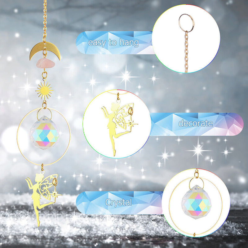 #A Crystal Wind Chime Prism Windbell Window Curtains Pendant Garden Hanging Deco