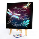 Dragonfly Text Frameless Oil Paint by Numbers Kit Handpainted Picture Art
