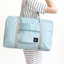 Solid Color Waterproof Foldable Travel Bags Portable Luggage Bag (Blue) Newly