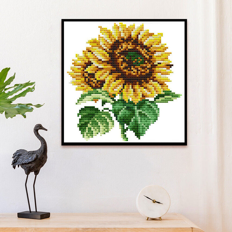 Flowers 14CT Stamped Cross Stitch Needlework Embroidery (H718 Sunflower)