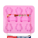 Cake Fondant Molds - Dog Paw & Bone Shape - Silicone Candy Gummy Mold Pink