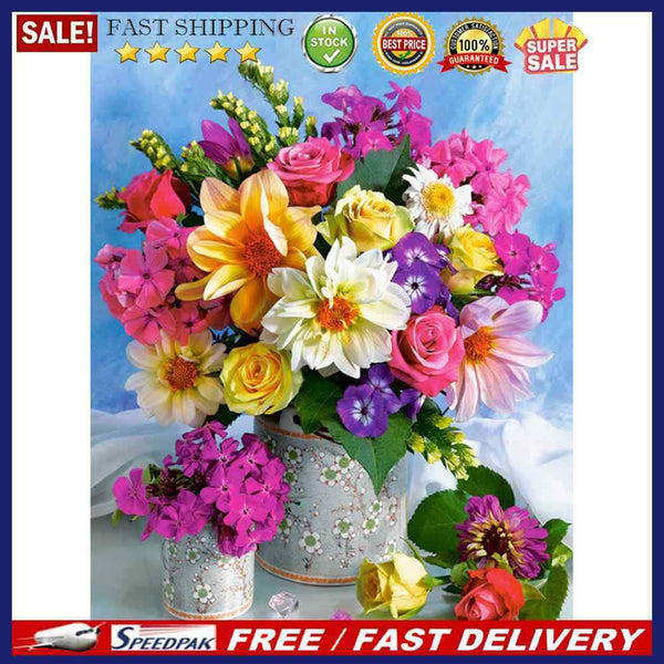 12x16 Inch Oil Painting By Numbers Colorful Flower Cluster DIY Drawing No F
