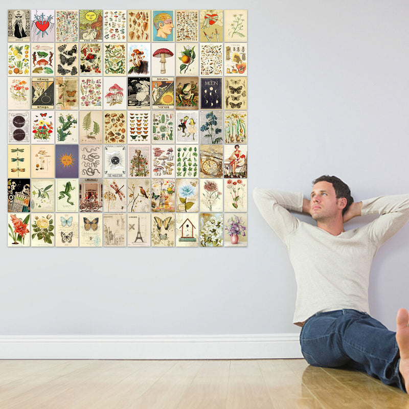 70pcs Wall Poster Postcard Set Retro Boho DIY Wall Ornaments Art Painting Newly