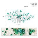 Bridesmaid Leaves Headpiece Green Crystal Leaf Hair Combs Bridal Clips Hair Pin