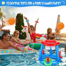 Swimming Pool Basketball Hoop Set - Inflatable Floating Hoops with Ball & R