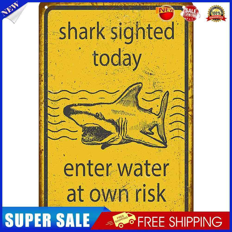 Warning Slogan Plate Metal Tin Plaque for Beach Seaside Waters Notice Sign