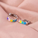 Fashion Enamel Rainbow Heart Women Girl Earring Ear Studs Eardrop Earring Hoops