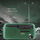Solar Hand Crank Radio AM/FM Radio with LED Flashlight for Outdoor (Green) Newly